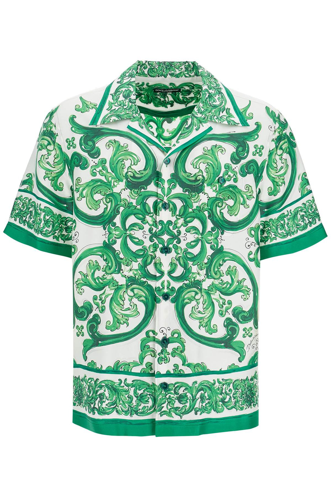 Camicia Hawaii In Twill Di Seta Stampa Maiolica