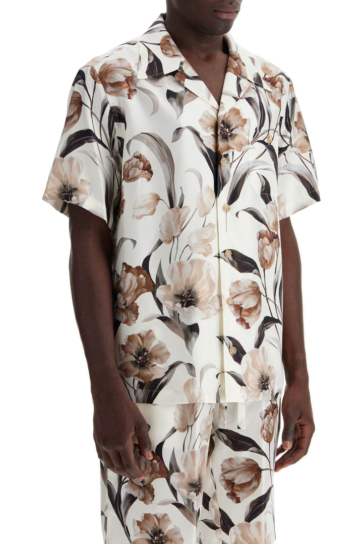 Camicia Hawaii In Seta Stampa Tulipani