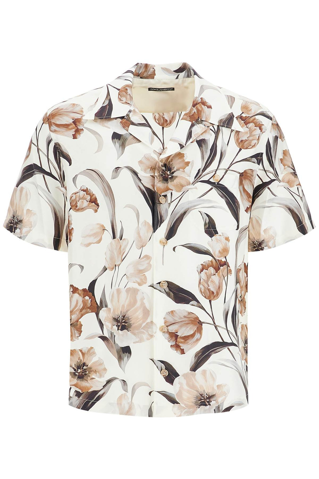 Camicia Hawaii In Seta Stampa Tulipani