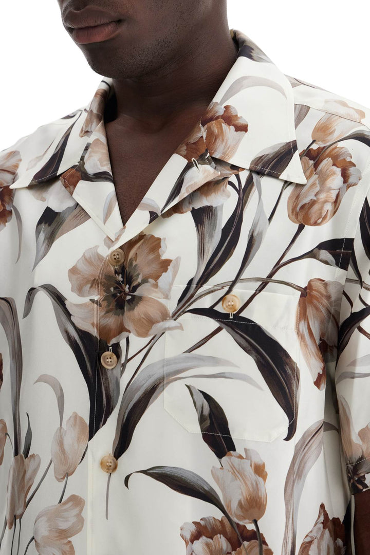 Camicia Hawaii In Seta Stampa Tulipani