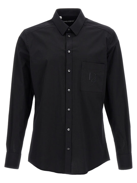 Logo Embroidery Shirt Shirt And Blouse Black