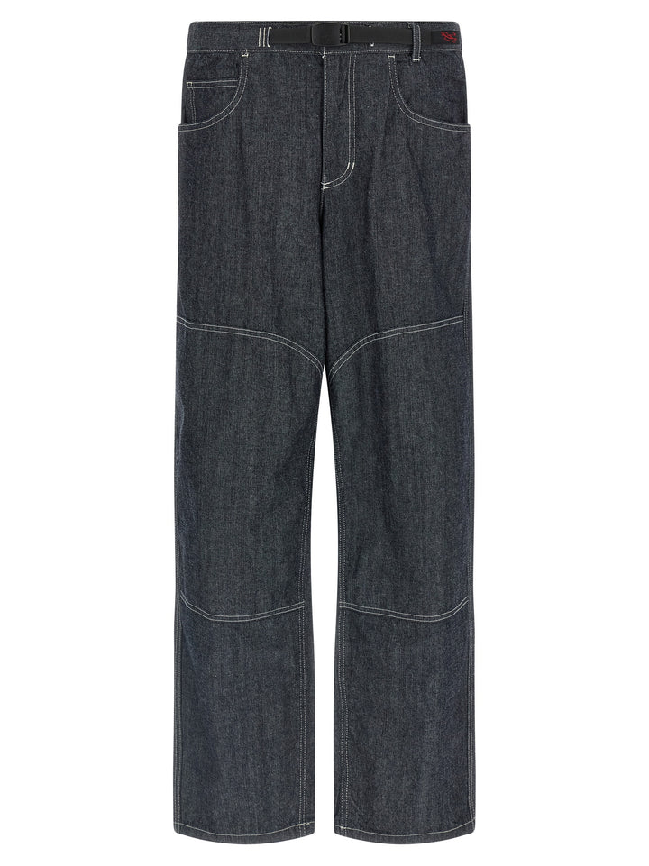 Gramicci Japanese Chambray Double Knee Jeans - Blue | db01567750de13629ba3ddb8cc96b66a82c15cb3