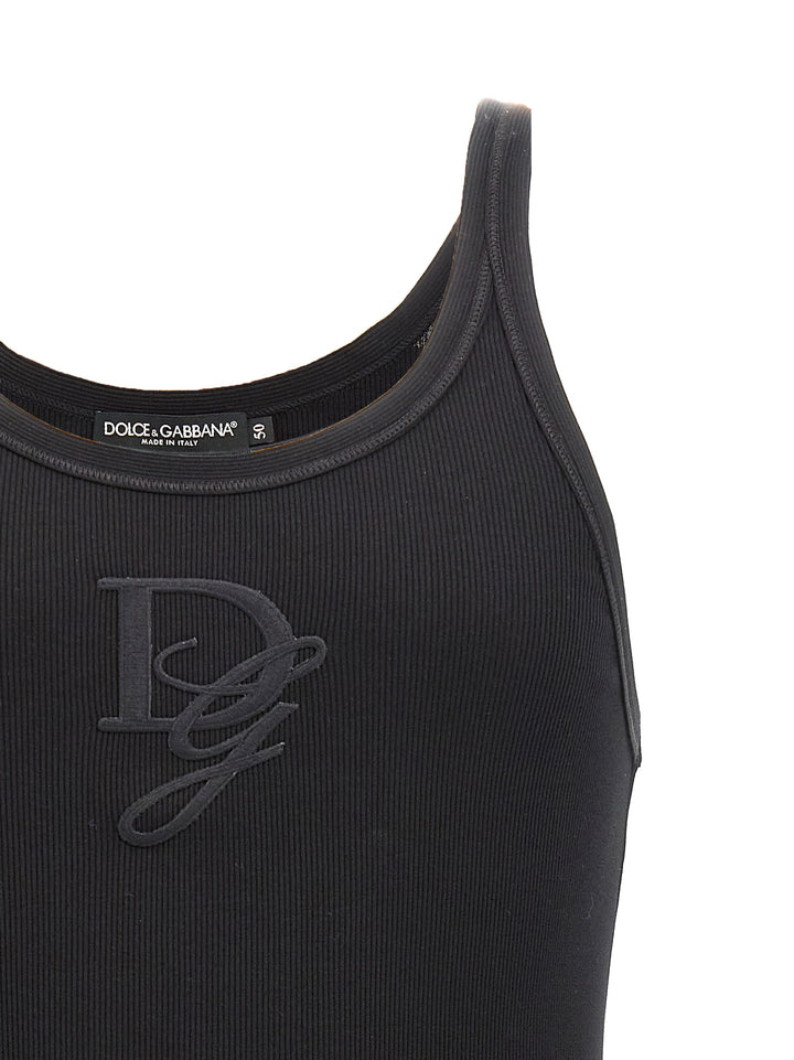 Logo Embroidery Tank Top Tops Black