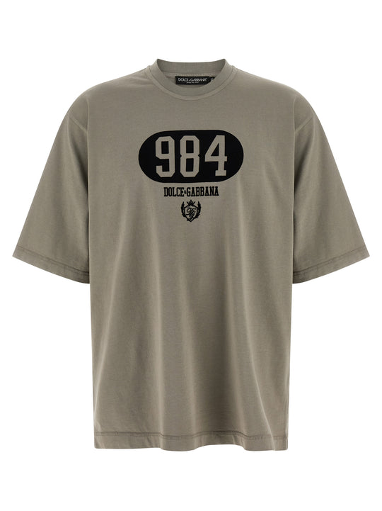 Flocked Print T-Shirt Gray