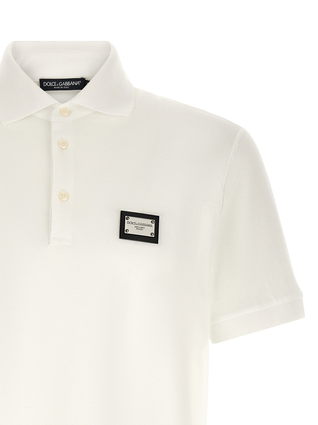 Dolce & Gabbana Logo Plate  Shirt Polo - White | 5b2ebb8e38e18d4c9b3393d16eee2f7418bcdb17
