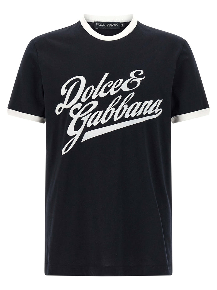 Dolce & Gabbana Velvet Logo T-shirt - Blue | 8af7d01378f798dbf5f494173e6ce1d8ca1253d8