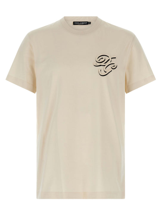 Double Embroidery T-Shirt Beige