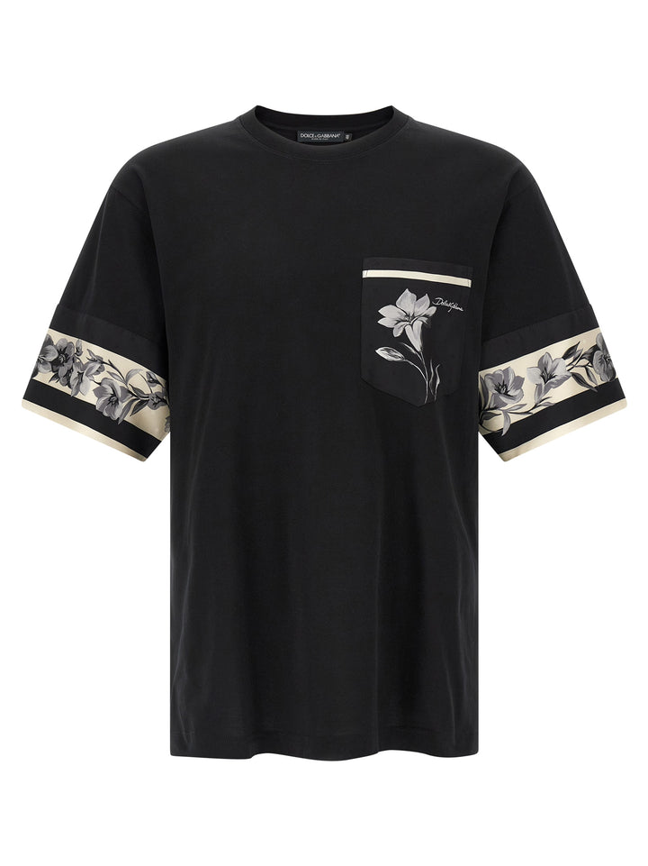 Dolce & Gabbana Silk Detail T-shirt - Black | 6935eca7d233de3444eb1bacbfef3f0ad10ac9e9
