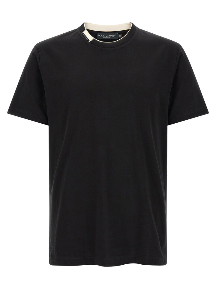 Dolce & Gabbana Double-Layer Collar T-shirt - Black | 4ac01b74aae86dbdff9aa7d862e897f5a1f55363