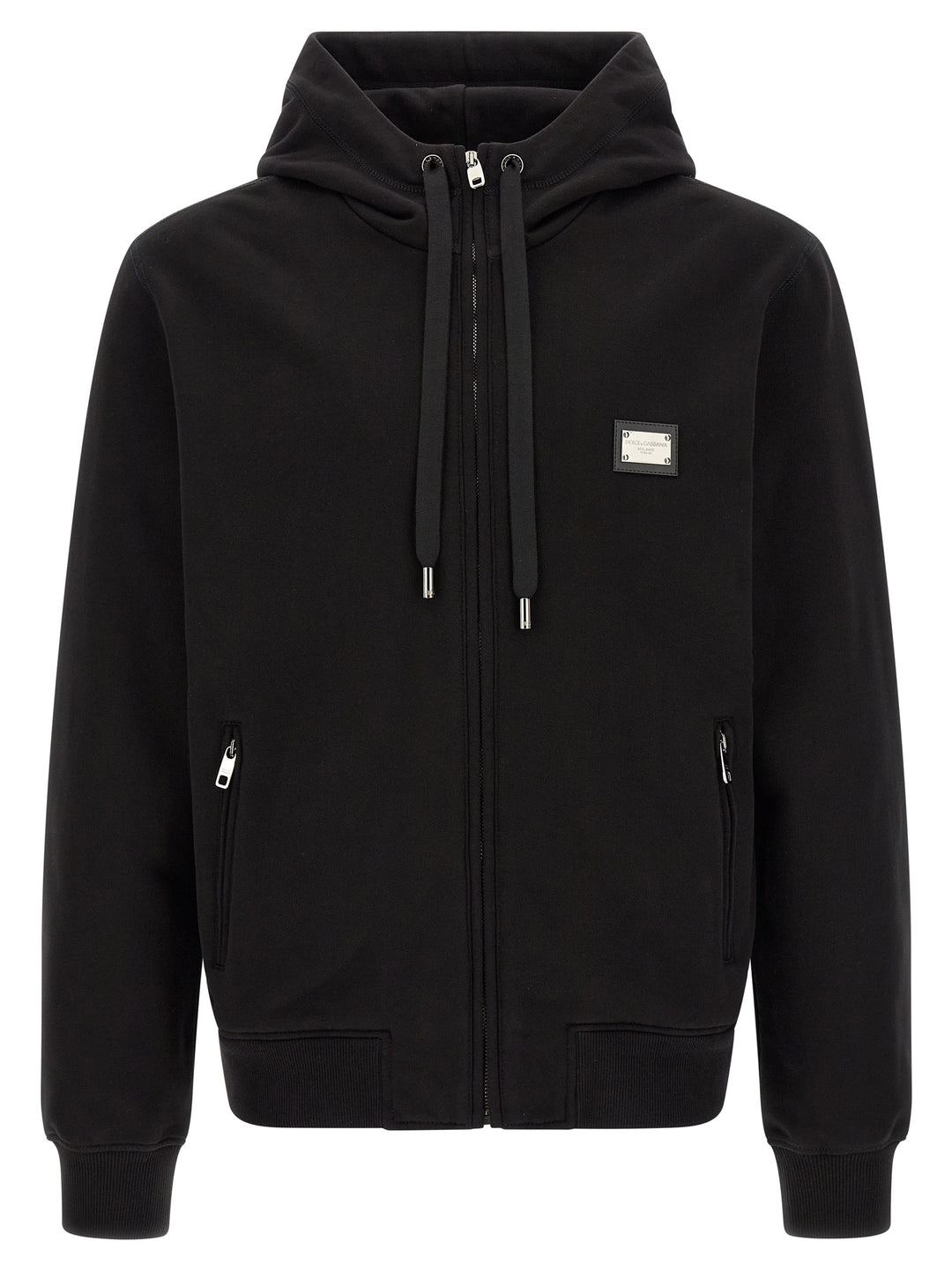 Dolce & Gabbana Logo Plaque Hoodie Sweatshirt - Black | c5e37a215cc5e8586dd27d6c4416ddf3c3c43a86