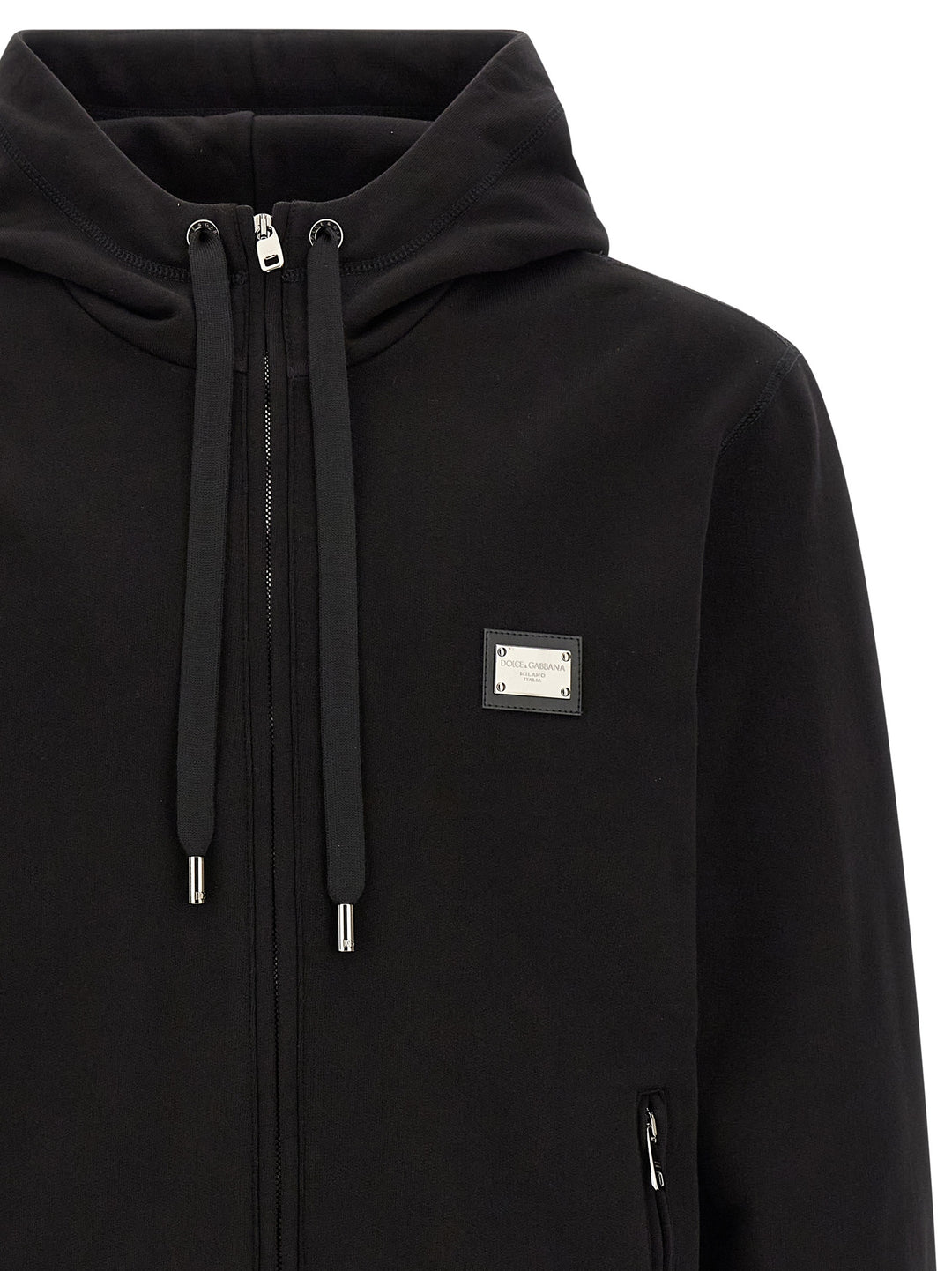 Dolce & Gabbana Logo Plaque Hoodie Sweatshirt - Black | d872727a6ae2d37413f4d214afb971952ef564b5