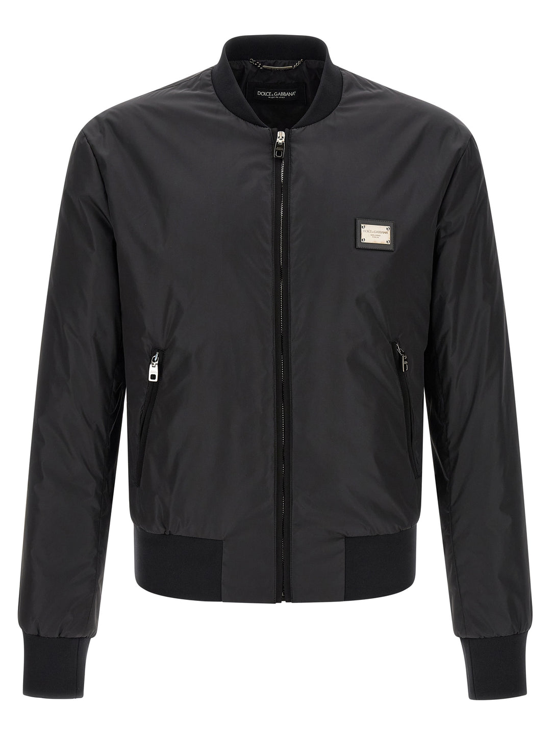 Dolce & Gabbana Logo Plaque Bomber Jacket Puffer Jackets - Black | c39874b33a55fd0e71b985f691ce9e52d33185c2