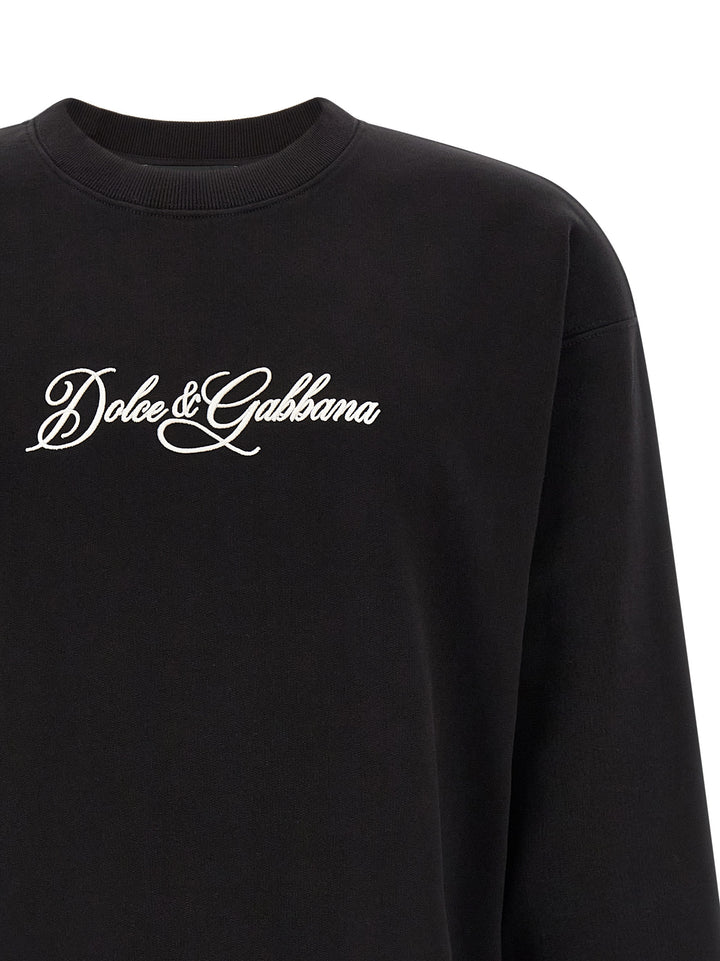 Dolce & Gabbana Logo Embroidery Sweatshirt - Black | b59354456e999eddb0e7075b7738ee33b5f8768a