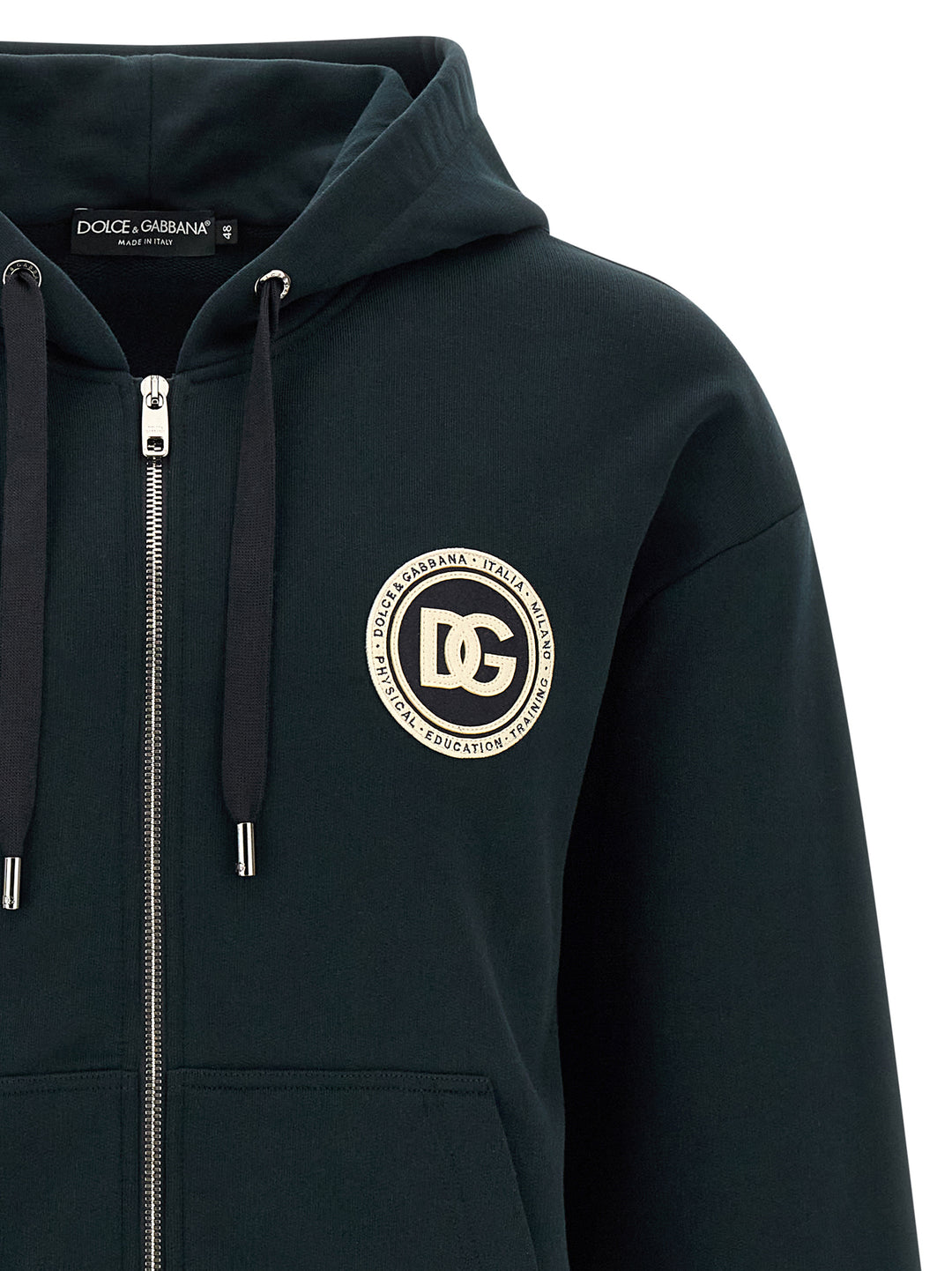 Dolce & Gabbana Logo Patch Hoodie Sweatshirt - Green | 3be809fd10465ad135b01e752d3155b5c559c97a