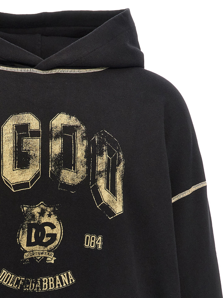 Logo Print Hoodie Sweatshirt Black