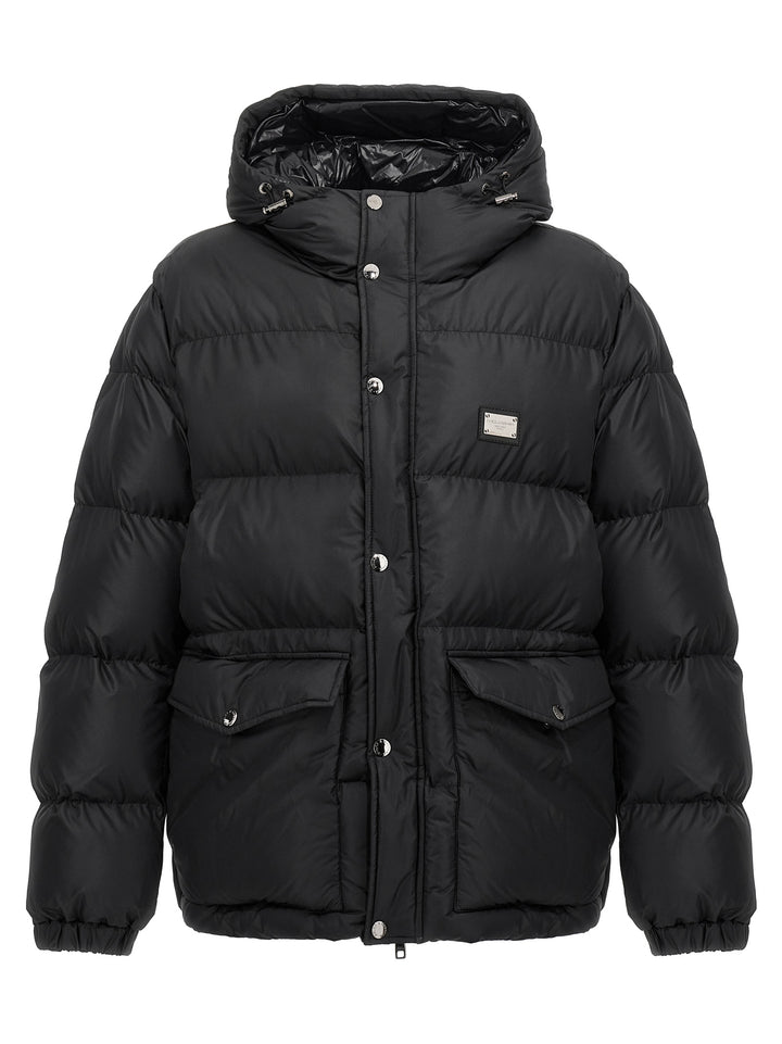 Logo Plate Down Jacket Casual Jackets, Parka Black