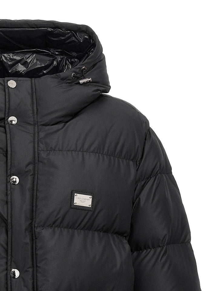 Logo Plate Down Jacket Casual Jackets, Parka Black