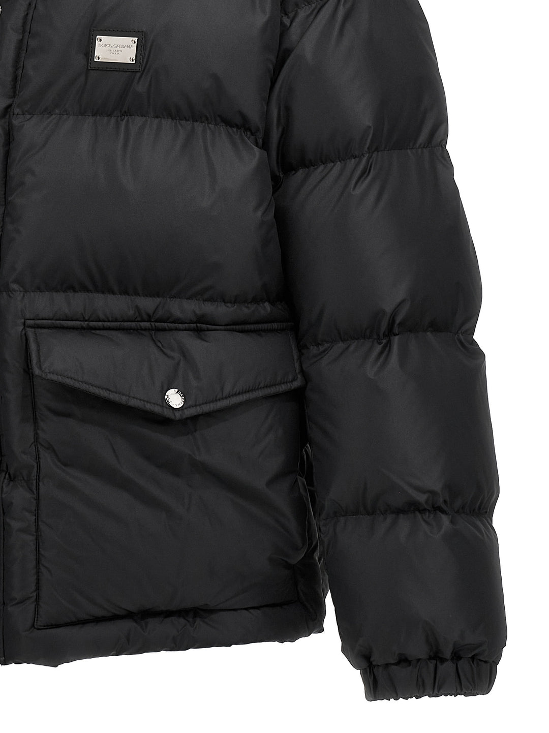 Logo Plate Down Jacket Casual Jackets, Parka Black