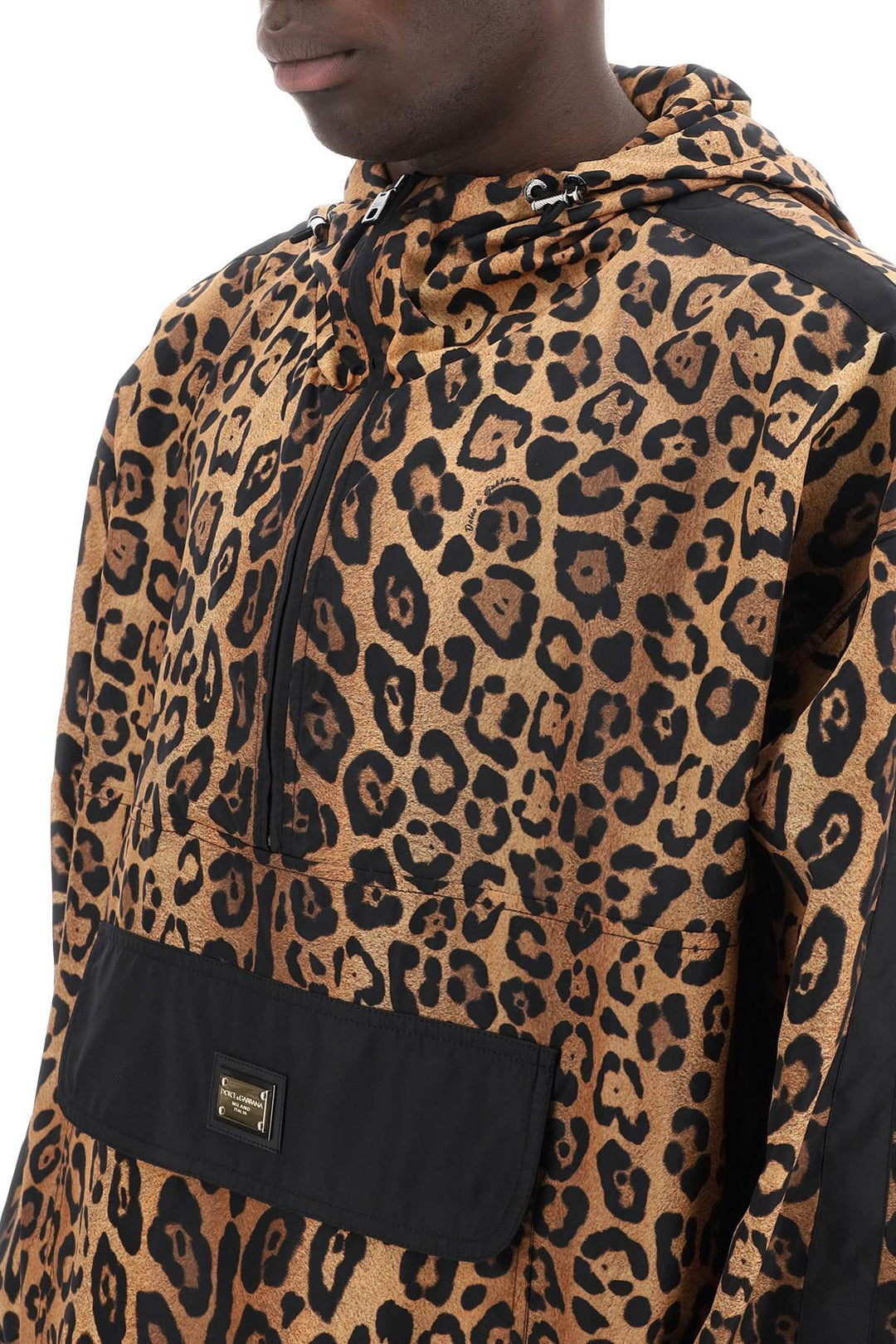 Anorak In Nylon Stampa Leopardo