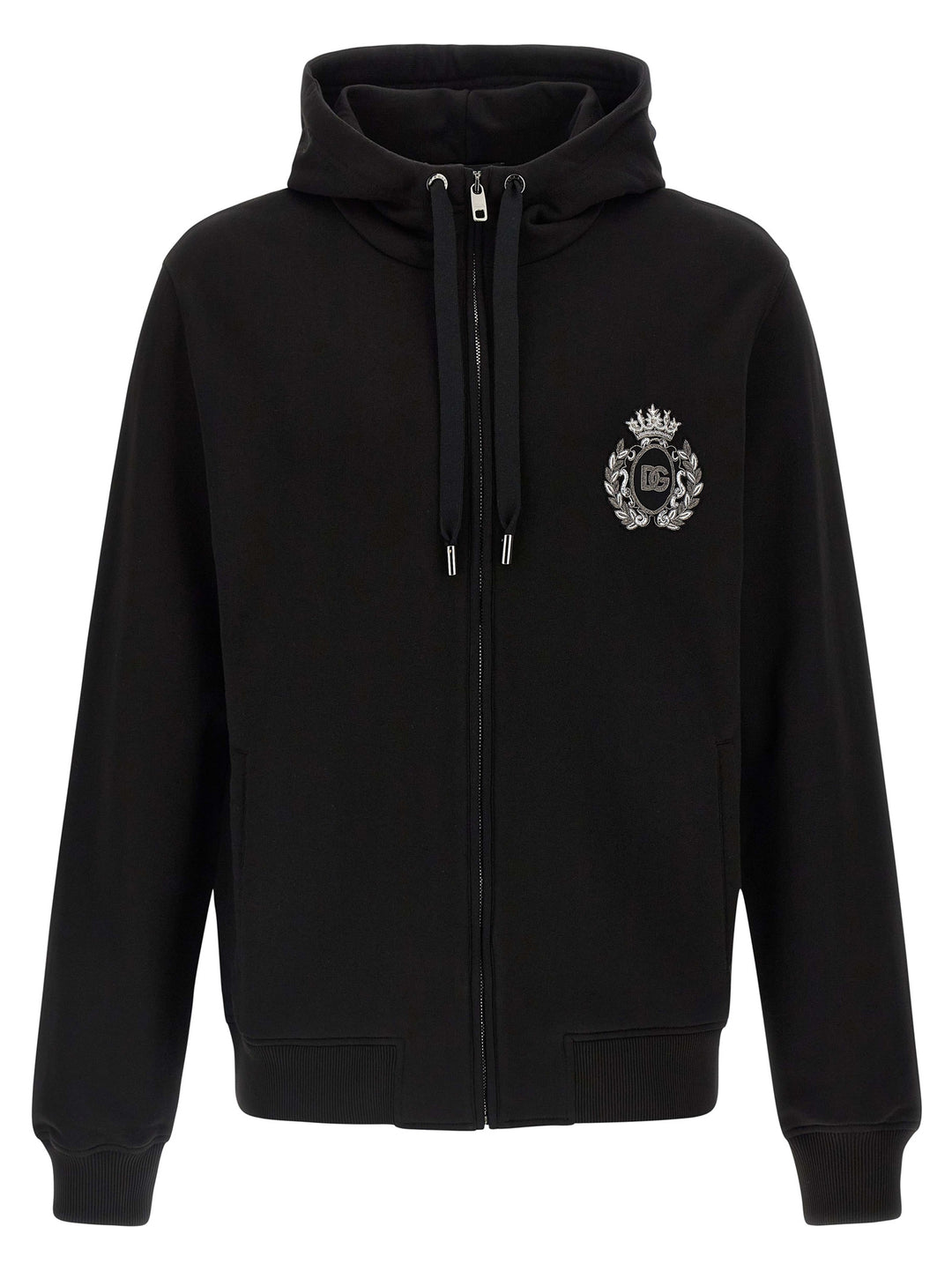 Dolce & Gabbana Heraldic Patch Hoodie Sweatshirt - Black | 29a6155d1be206d78d00d64f80d90351f116e611
