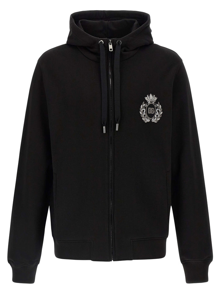 Dolce & Gabbana Heraldic Patch Hoodie Sweatshirt - Black | 29a6155d1be206d78d00d64f80d90351f116e611