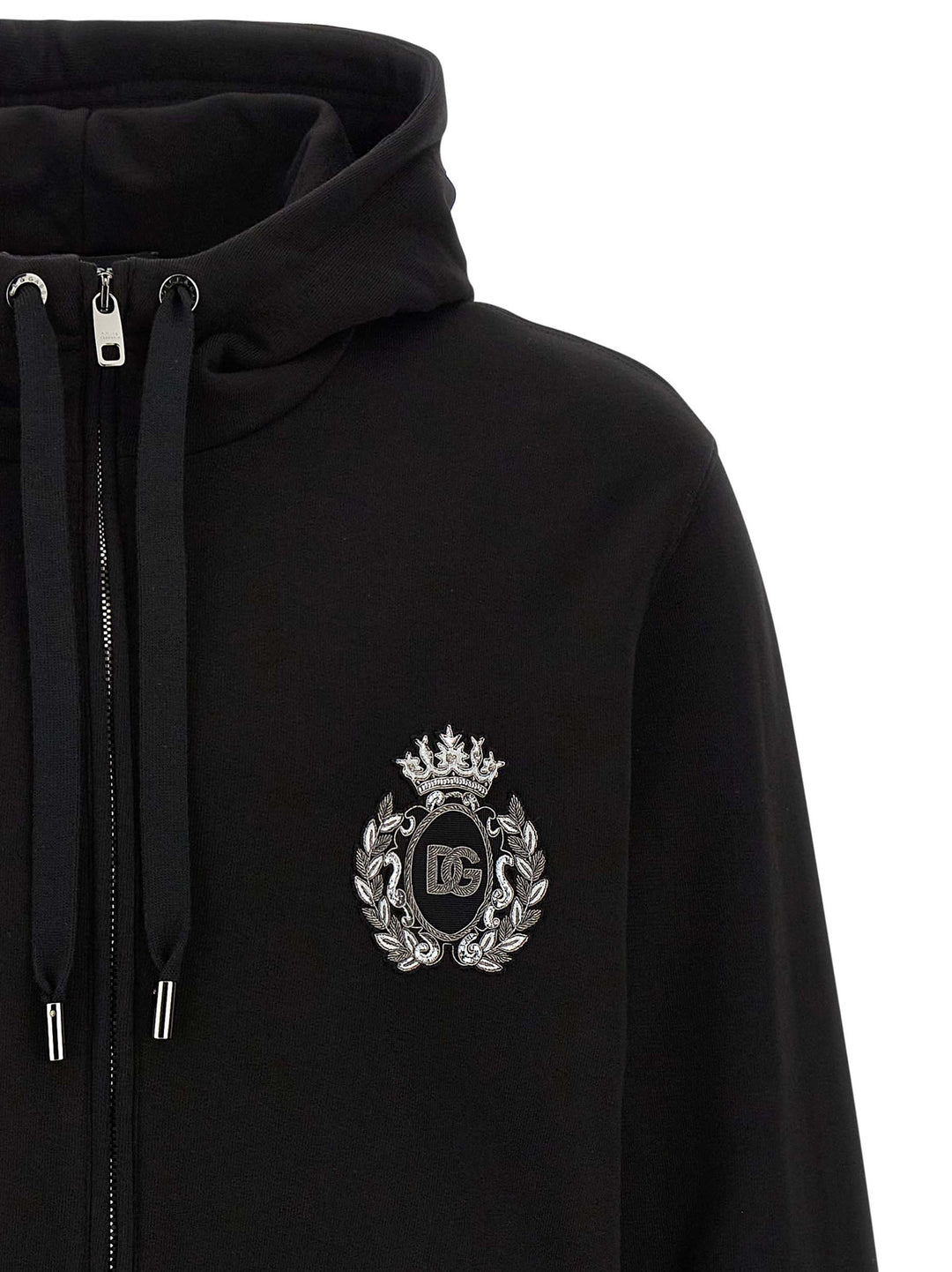 Dolce & Gabbana Heraldic Patch Hoodie Sweatshirt - Black | a29bc3d203b4eccbd38cbeb53791ba915db3230e
