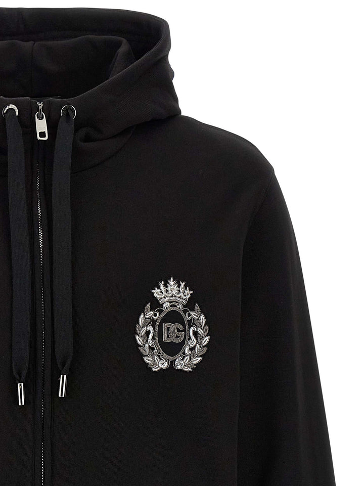 Dolce & Gabbana Heraldic Patch Hoodie Sweatshirt - Black | a29bc3d203b4eccbd38cbeb53791ba915db3230e