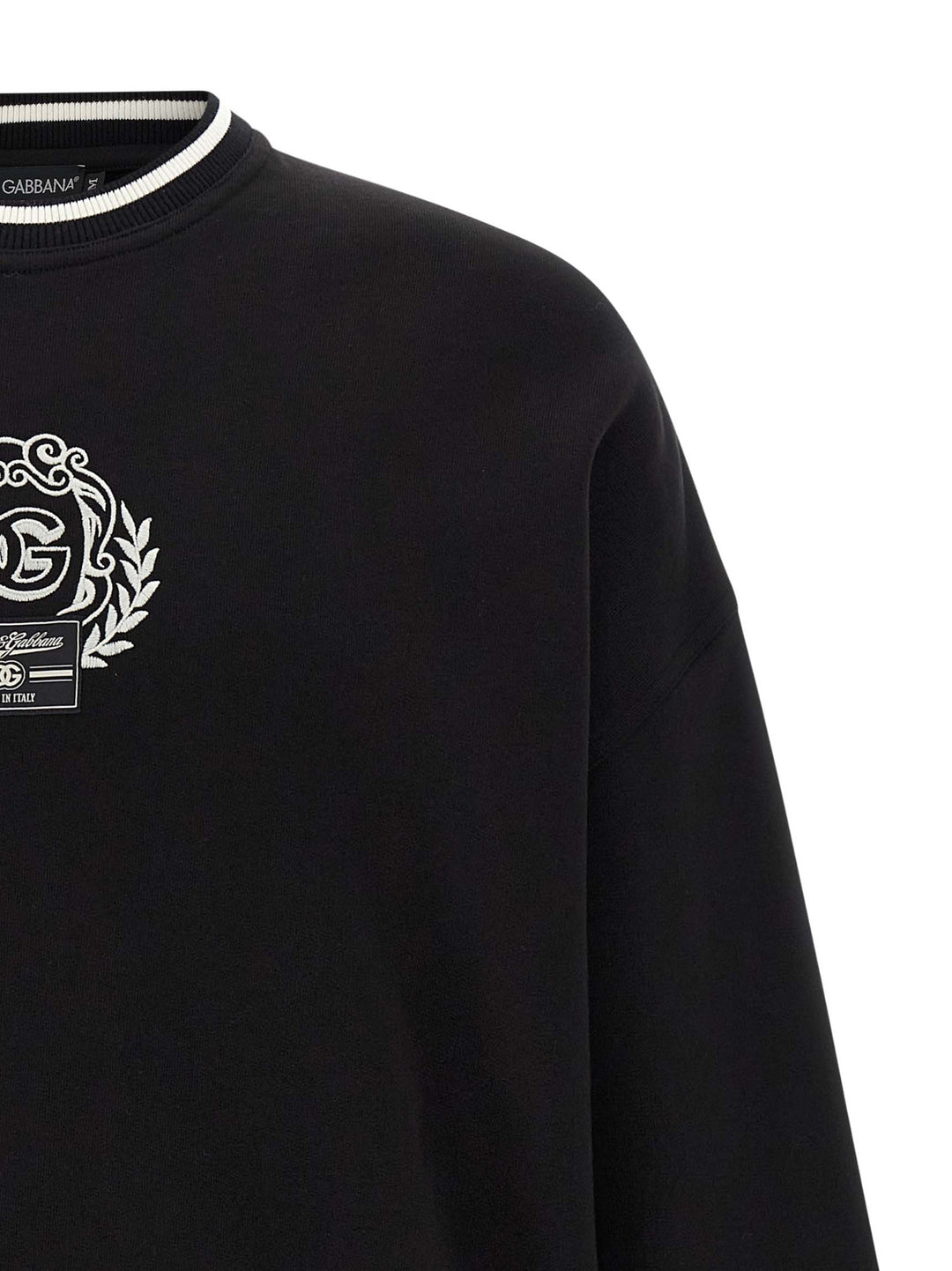 Dolce & Gabbana Logo Embroidery Sweatshirt - White/Black | 853af2a2be85158d607d2a970753e5ecd1548f81