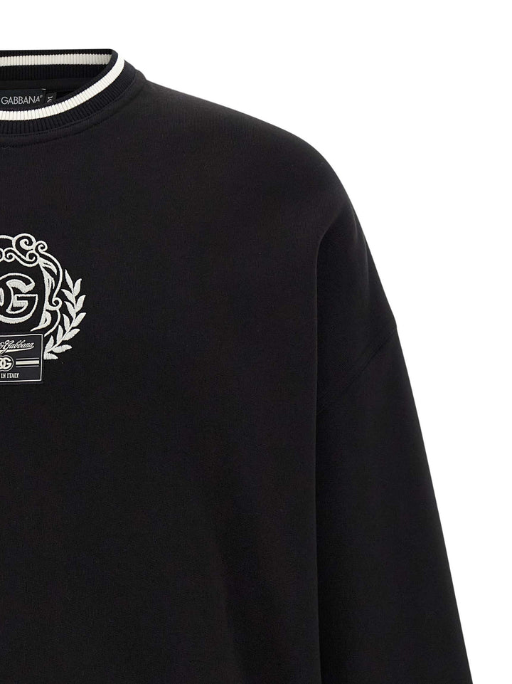 Dolce & Gabbana Logo Embroidery Sweatshirt - White/Black | 853af2a2be85158d607d2a970753e5ecd1548f81