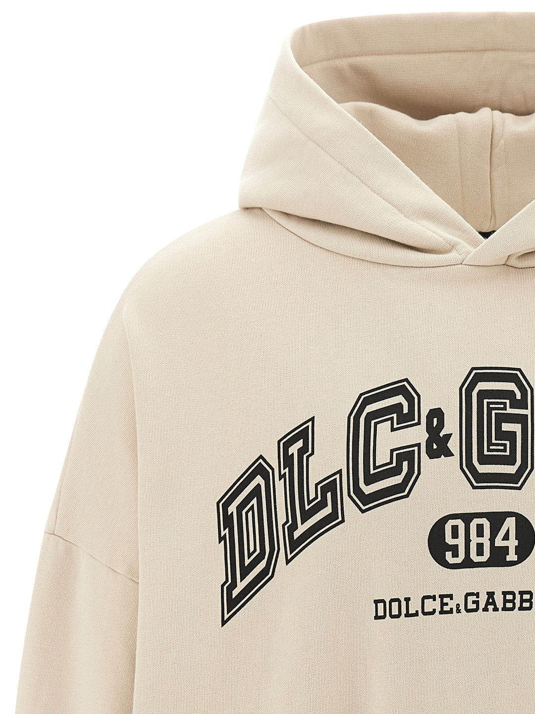 Dolce & Gabbana Logo Print Hoodie Sweatshirt - Beige | b155fe3f4c5be4a001c42bfa615c972ec854bc64