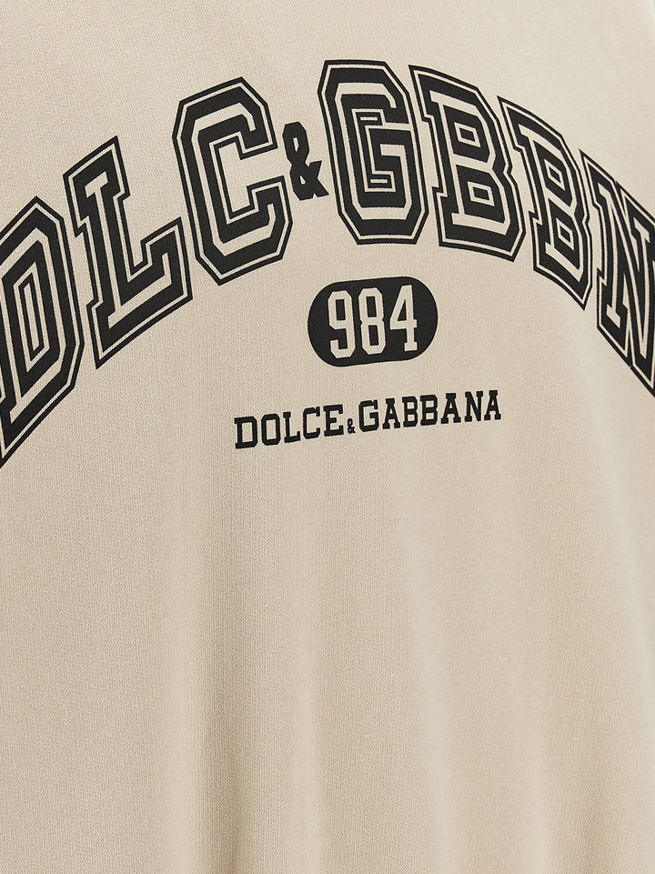 Dolce & Gabbana Logo Print Hoodie Sweatshirt - Beige | 06ac5b480e6bb9108b5e2322339287249db0fac1