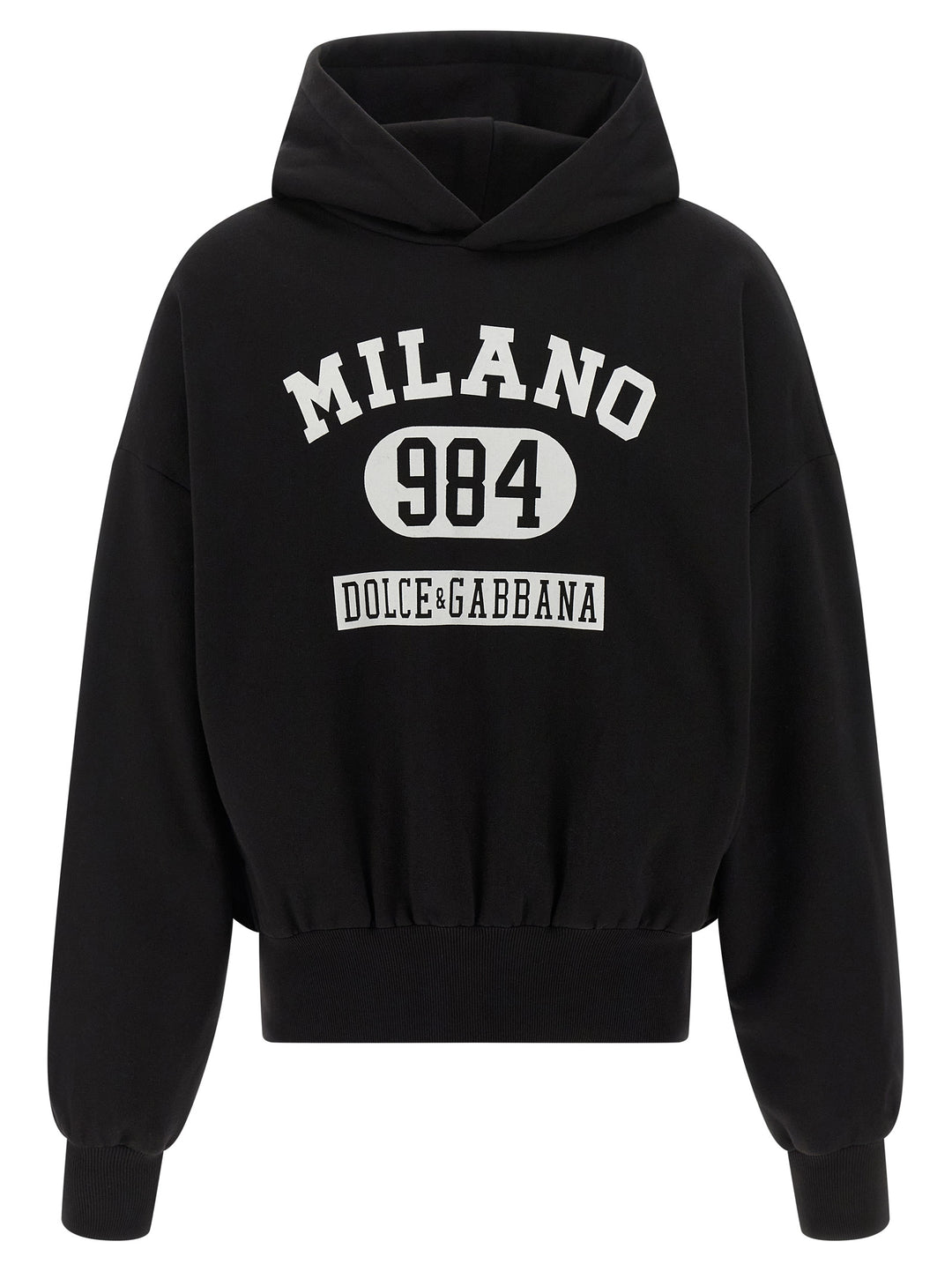 Dolce & Gabbana Flocked Print Hoodie Sweatshirt - White/Black | bbf0b382eb5c92eabb40ab2f4a3670fd60c7f543