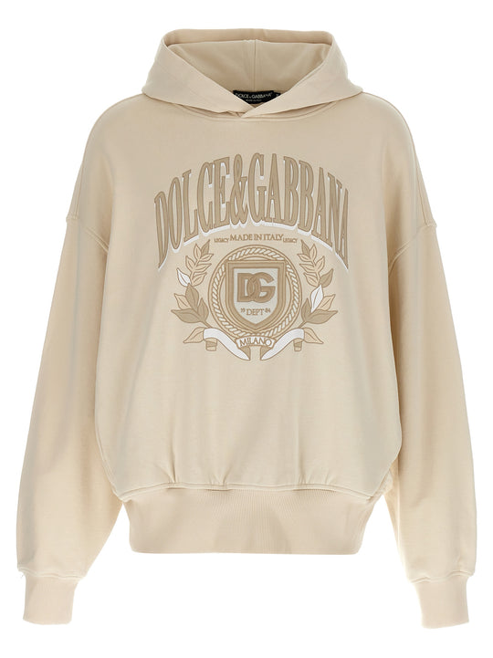 Embroidered Hoodie Sweatshirt Beige