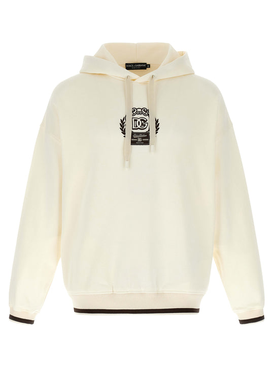 Logo Embroidery Hoodie Sweatshirt White