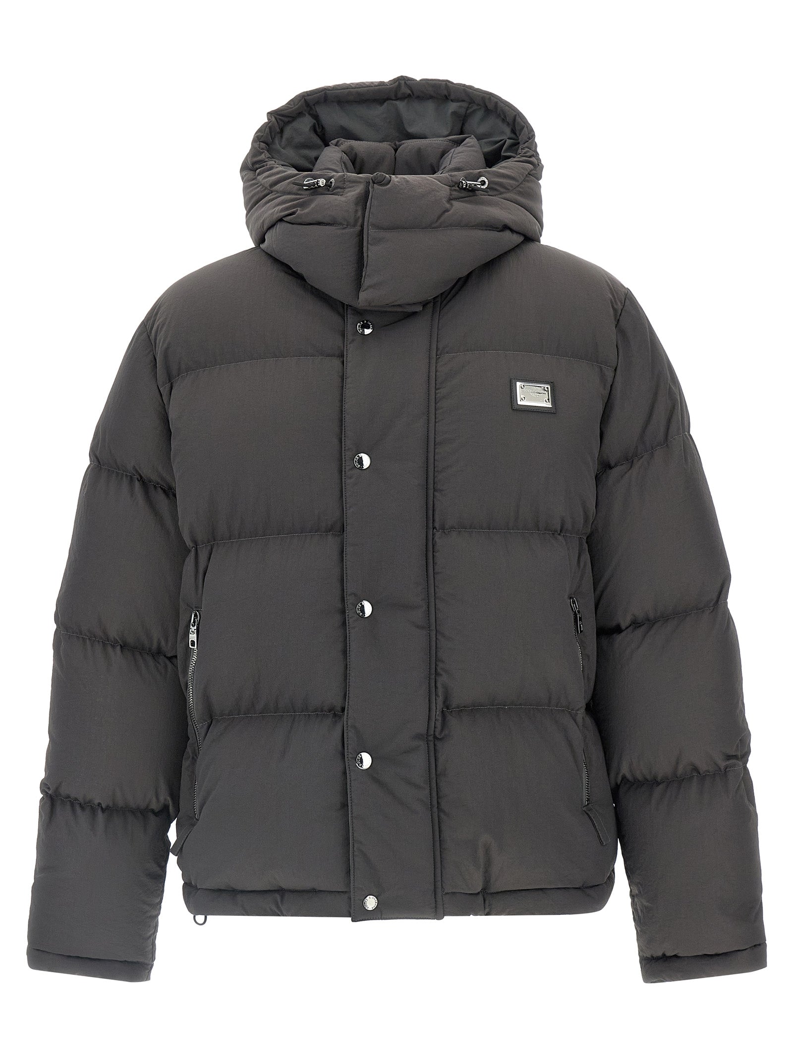 Dolce & Gabbana Logo Patch Down Jacket Puffer Jackets Gray | Wanan