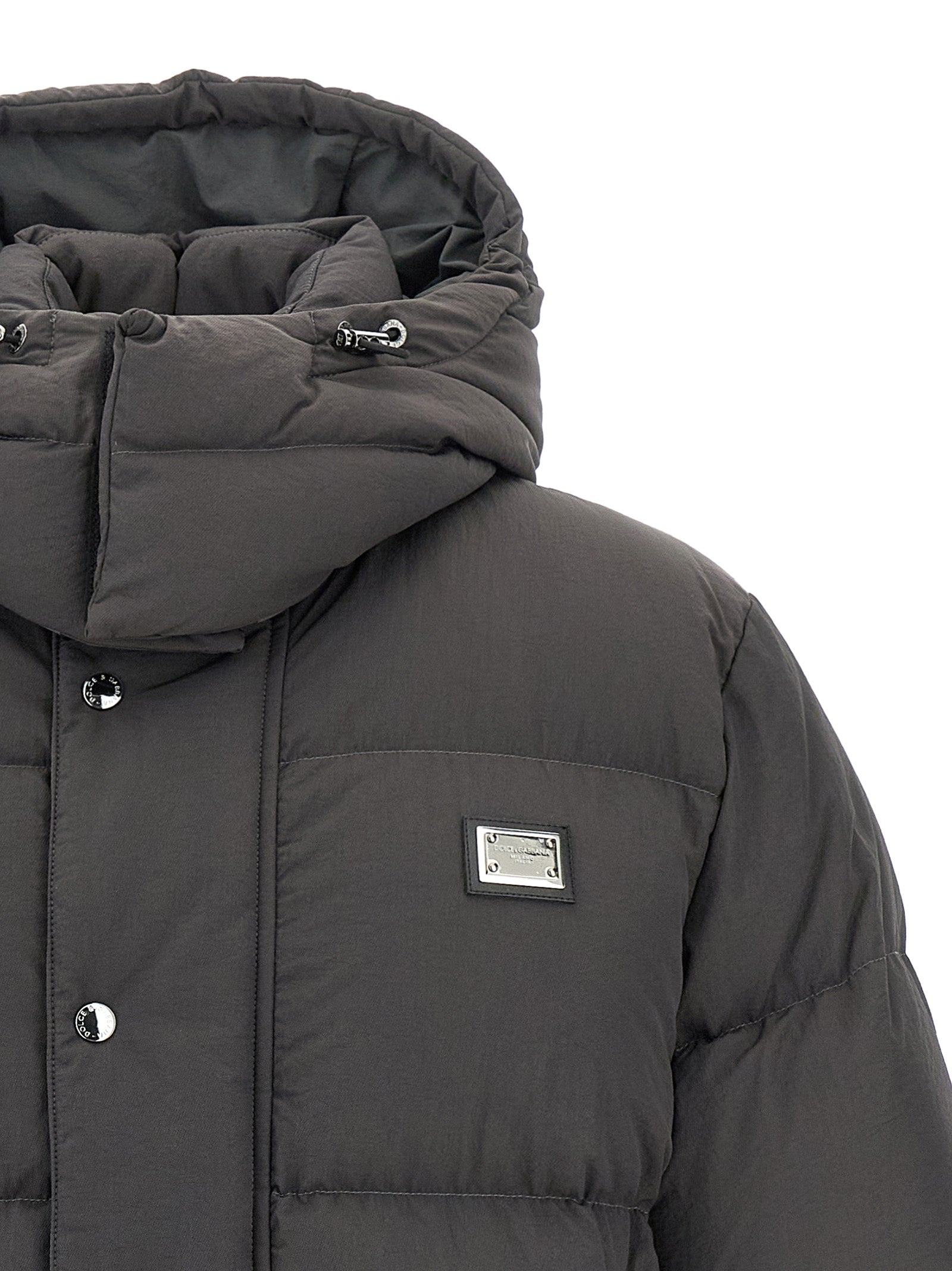 Dolce & Gabbana Logo Patch Down Jacket Puffer Jackets Gray | Wanan