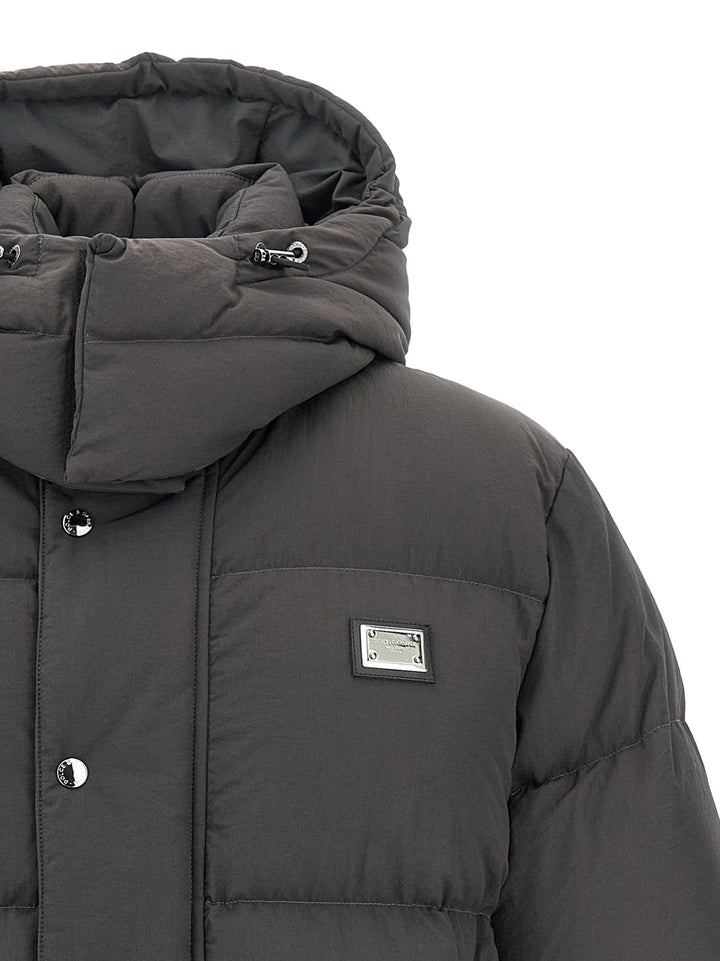 Dolce & Gabbana Logo Patch Down Jacket Puffer Jackets - Gray | b490bff4d43d629b7f4063fe52b02755b2cb9aa0