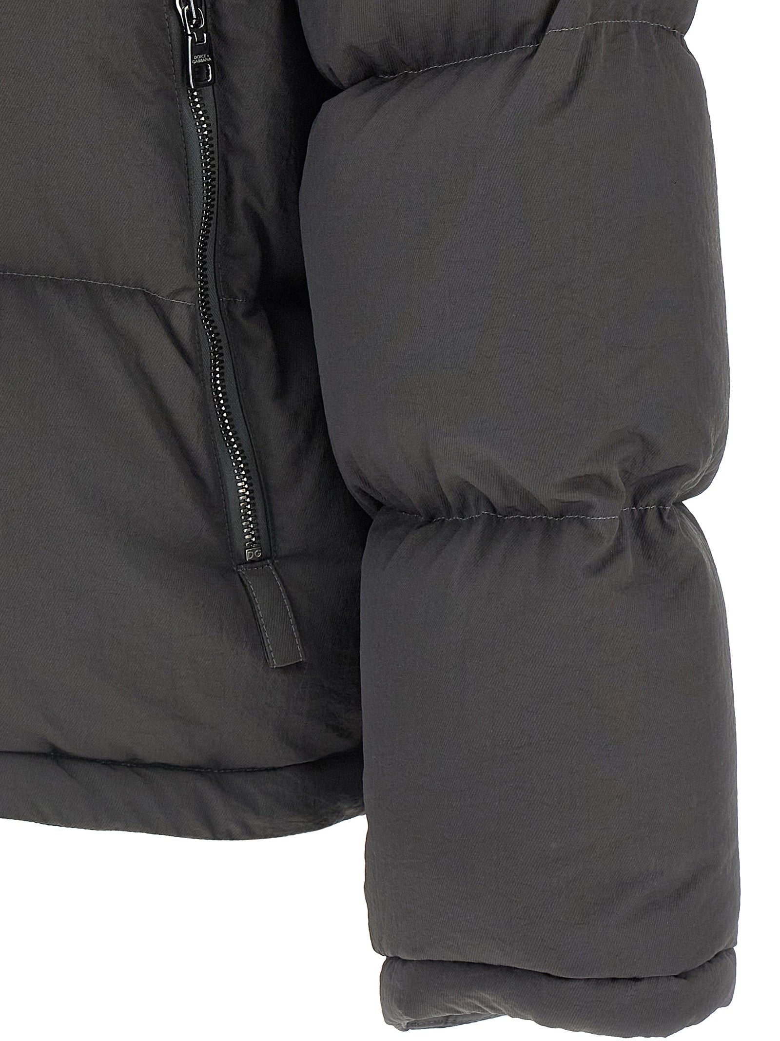 Dolce & Gabbana Logo Patch Down Jacket Puffer Jackets Gray | Wanan