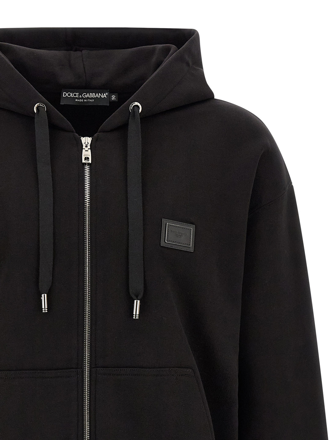 Dolce & Gabbana Logo Plaque Hoodie Sweatshirt - Black | 64dbb8953765cdc5812f75decd9d40498fb59c86