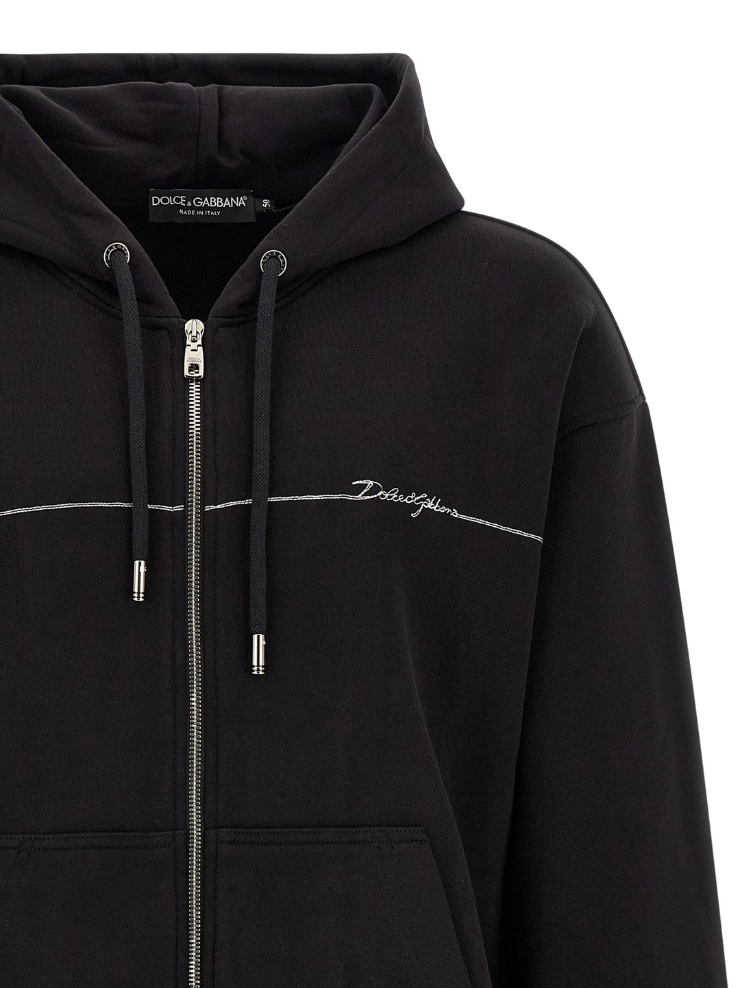 Dolce & Gabbana Logo Embroidery Hoodie Sweatshirt - Black | 07a4f8c2999b441988216afeb65fe8c3718d65e3