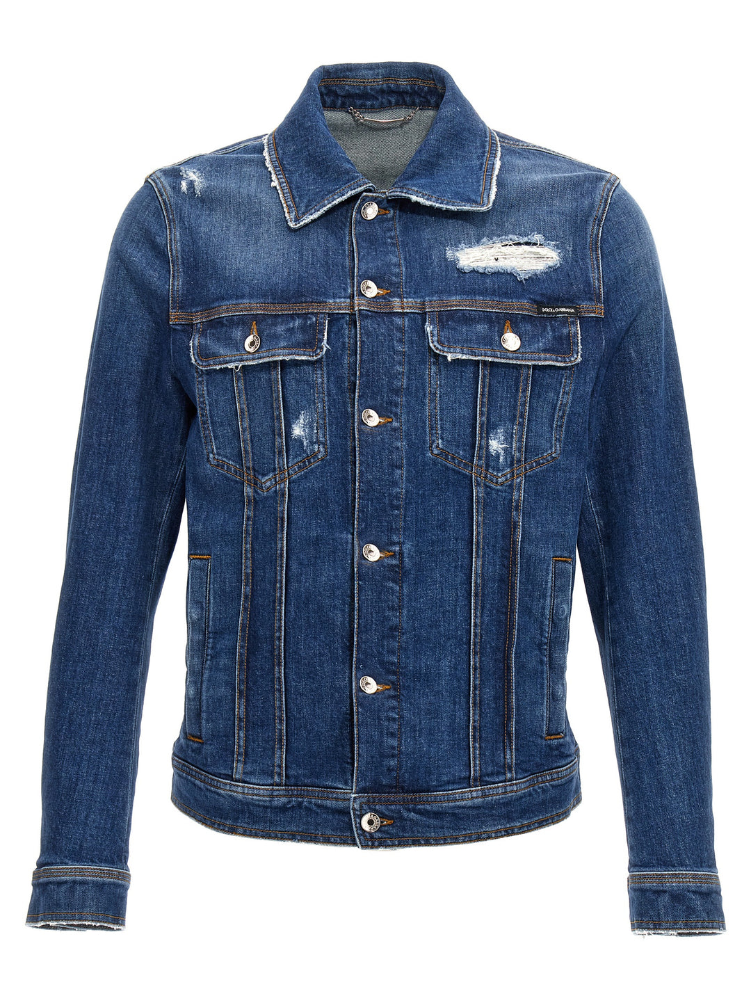 Denim Jacket With Used Effect Casual Jackets, Parka Blue