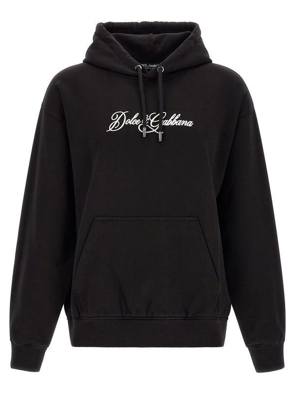 Logo Embroidery Hoodie Sweatshirt Black
