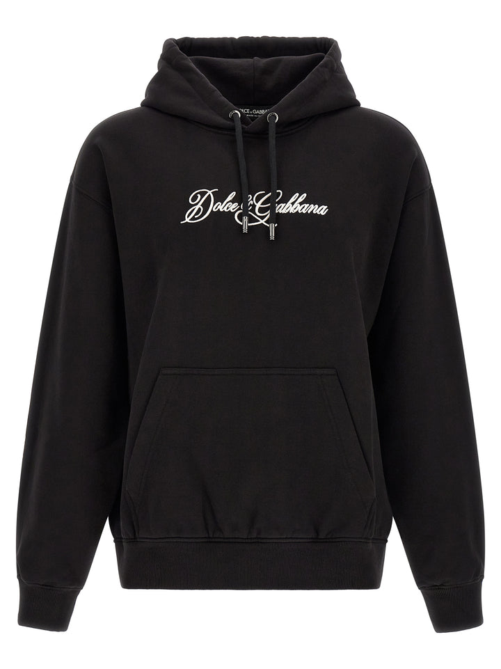Dolce & Gabbana Logo Embroidery Hoodie Sweatshirt - Black | c9a5da19d080afb6cd40d3184bed7608af4016d4