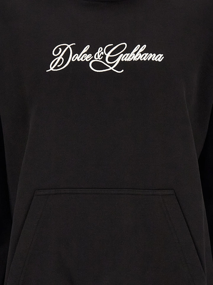 Dolce & Gabbana Logo Embroidery Hoodie Sweatshirt - Black | fc9d277121c0c354d259b56b45917576c6ccbba8