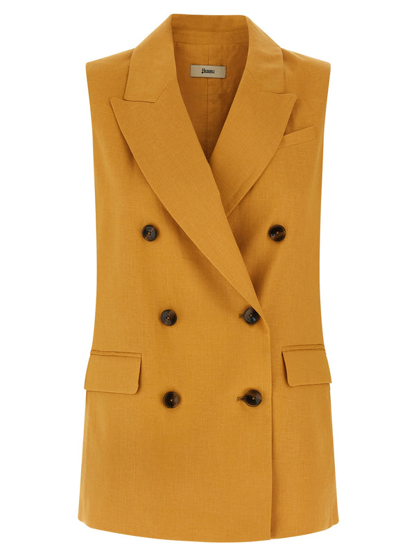 Linen Vest Gilet Yellow