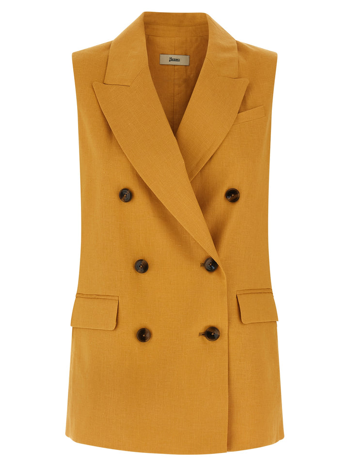 Herno Linen Vest Gilet - Yellow | e0c8bc59a811c576f3333304f4c044434cb45e1b