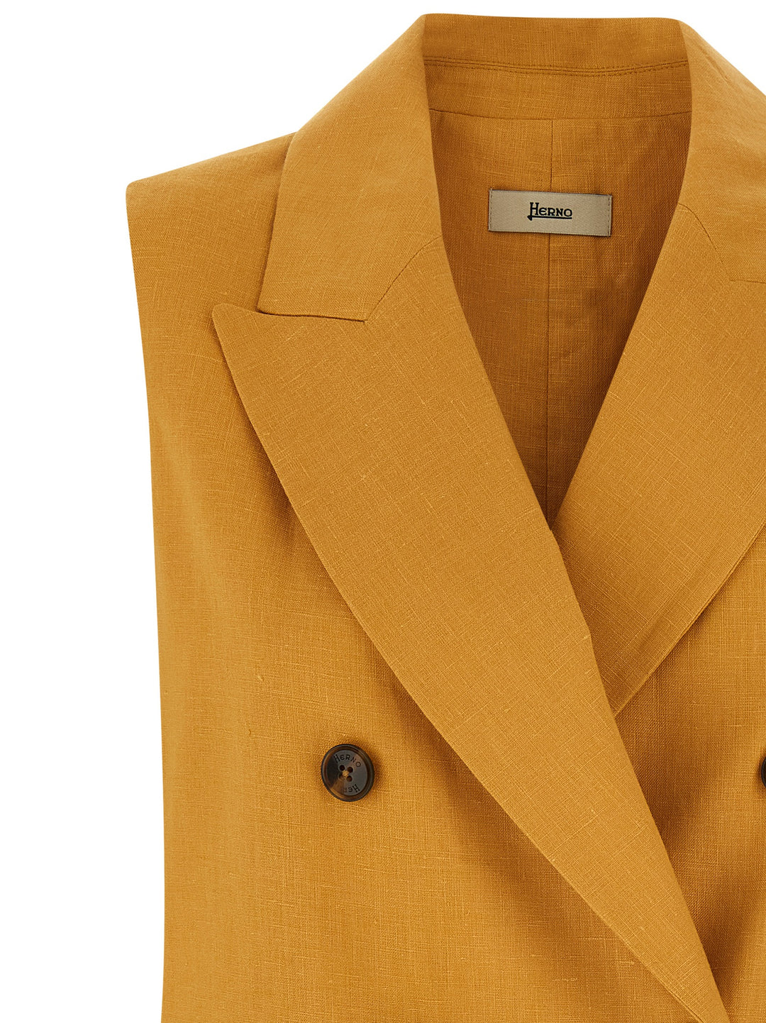 Herno Linen Vest Gilet - Yellow | 3093b72dd175937ae5ee4435ca034e5789606e7c
