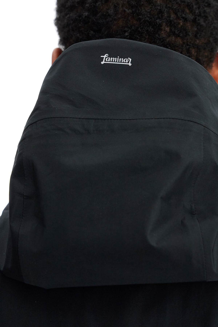 Short Black Waterproof Jacket For Men In Polyester With Hood