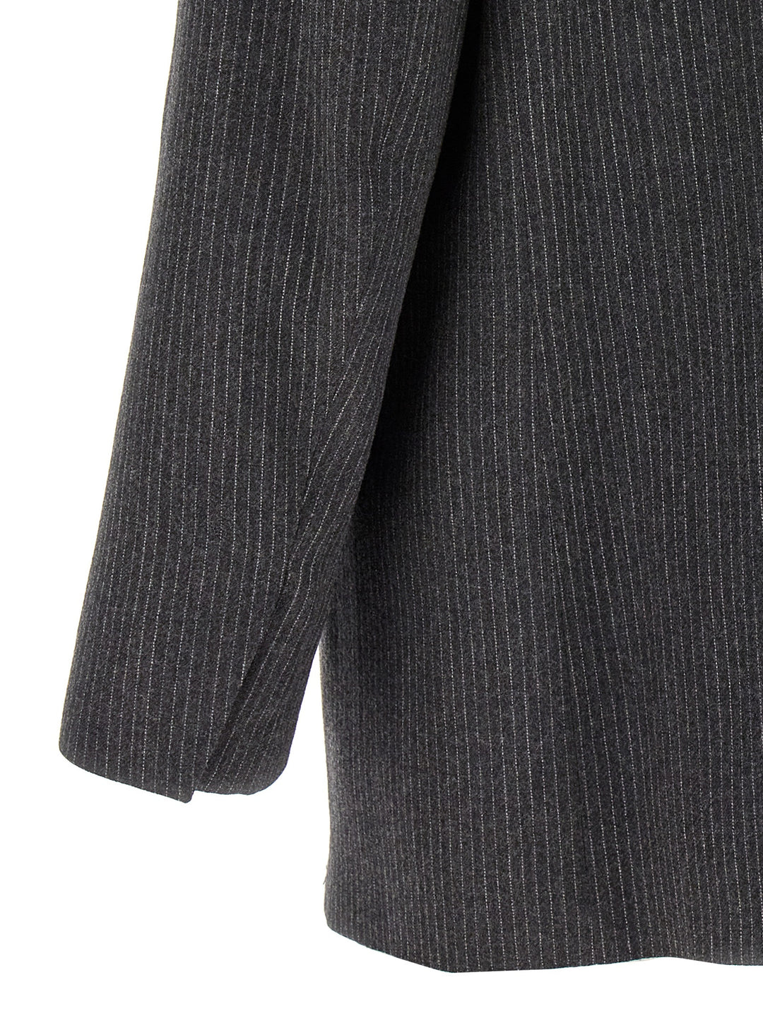 Pinstriped Double-Breasted Blazer Blazer And Suits Gray