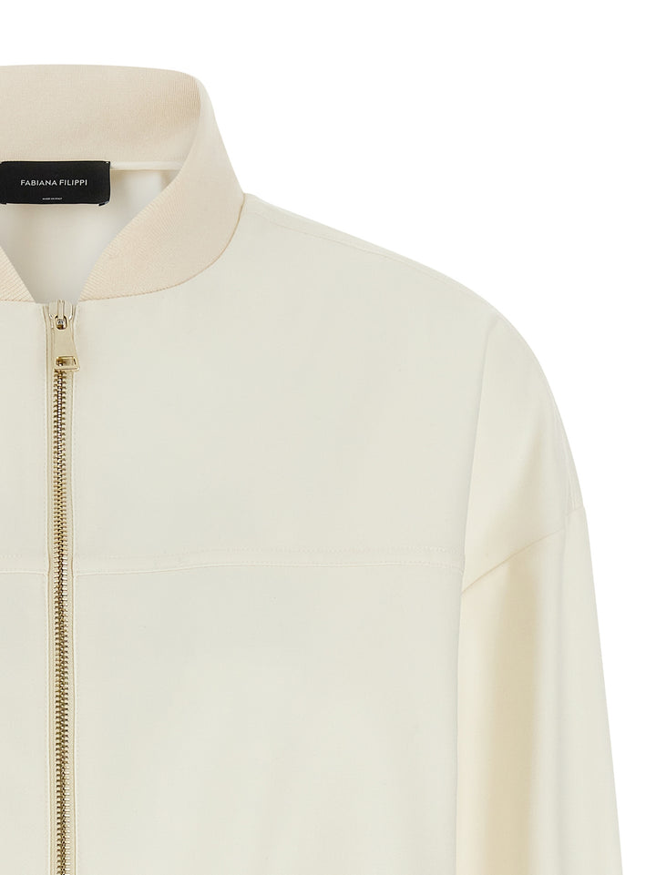 Fabiana Filippi Insert Bomber Jacket Puffer Jackets - White | 60c453f9cb9855645aaf84a6050df29bd90052d3